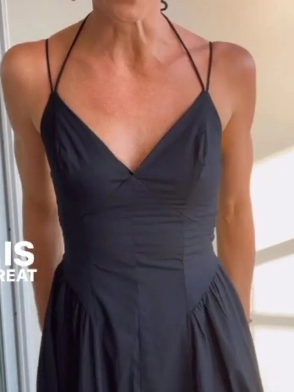 NWT ABERCROMBIE & FITCH Spaghetti Strap Black Dress